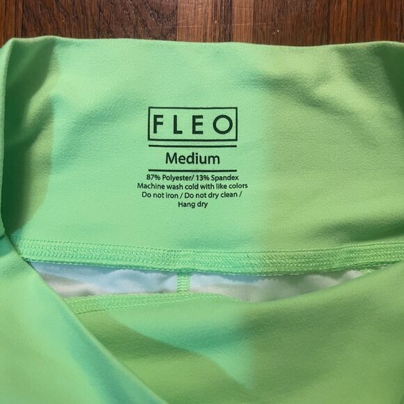 Fleo Neon Green No Front Seam High Rise Workout Short - Bike Shorts - 90s - Gym - Picture 3 of 5